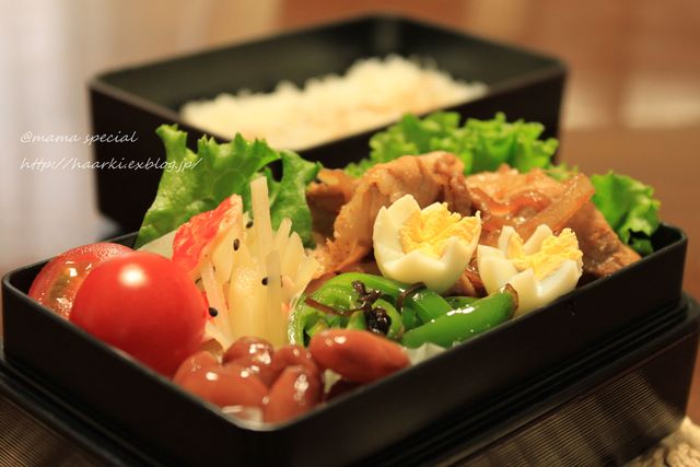 ♪今日のお弁当～豚の生姜焼き弁（11月22日）_e0242766_1413771.jpg