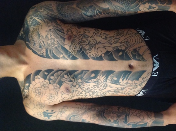 和彫り 龍 胸割 2face Tattoo Studio Japan 千葉県木更津市 刺青処 聖針
