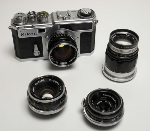 ニコンSP （純正革ケース付き）+ Sマウントレンズ3本 ニコンSP （純正革ケース付き）+ Sマウントレンズ3本 カメラ