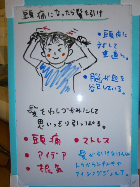 頭痛がしたら髪を引け 整体 ツボゲッチューりらく屋 朝霞 頭痛がしたら髪を引け 整体 ツボゲッチューりらく屋 朝霞