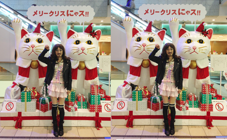 名古屋 例のジャンボ招き猫も クリスマス！　３−Dで見えるよ_d0119642_10352742.jpg