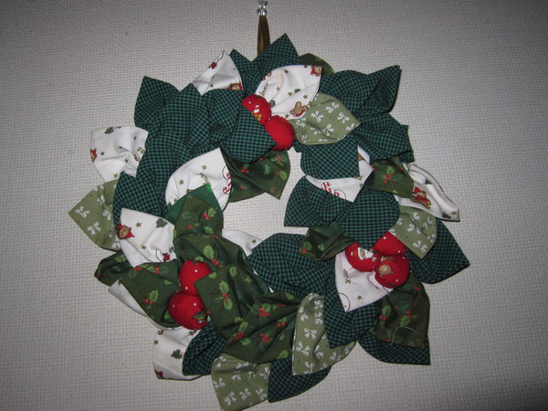 30センチパッチワーク大きいクリスマスリース、長靴、3点セット手作り