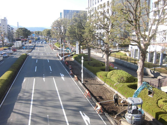 市役所南側・青葉通りの自転車道整備が進んでいます_f0141310_8194282.jpg