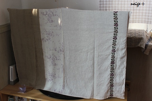 刺繍入りリネンでtvカバーのリニューアル Neige 手作りのある暮らし 刺繍入りリネンでtvカバーのリニューアル Neige 手作りのある暮らし