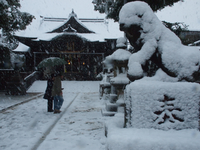 雪の中、近くの天神様へ足を運びました。_b0112263_16403541.jpg