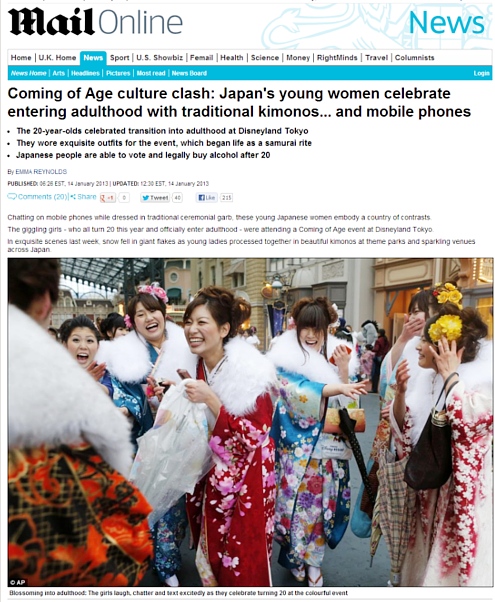 世界に報じられる「成人の日」の日本の美 traditional kimonos and mobile phones_b0007805_0142422.jpg