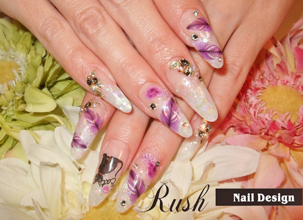ホワイト フェザー スカルプ 松山市 ネイルサロン Nail Design Rush ラッシュ ホワイト フェザー スカルプ 松山市 ネイルサロン Nail Design Rush ラッシュ