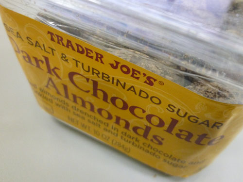 TRADER JOE\'S SEA SALT & TURBINADO SUGAR Dark Chocolate Almonds_c0152767_19584288.jpg