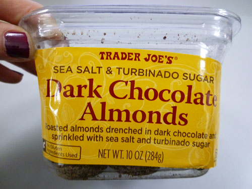 TRADER JOE\'S SEA SALT & TURBINADO SUGAR Dark Chocolate Almonds_c0152767_2001018.jpg