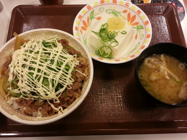 ねぎマヨ牛丼大盛り 490 健康セット 100 すき家 無駄遣いな日々 ねぎマヨ牛丼大盛り 490 健康セット 100 すき家 無駄遣いな日々