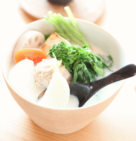 2月限定 自家製フワフワつくねの豆乳スープ 白みそ生姜仕立て_a0251920_2215471.gif
