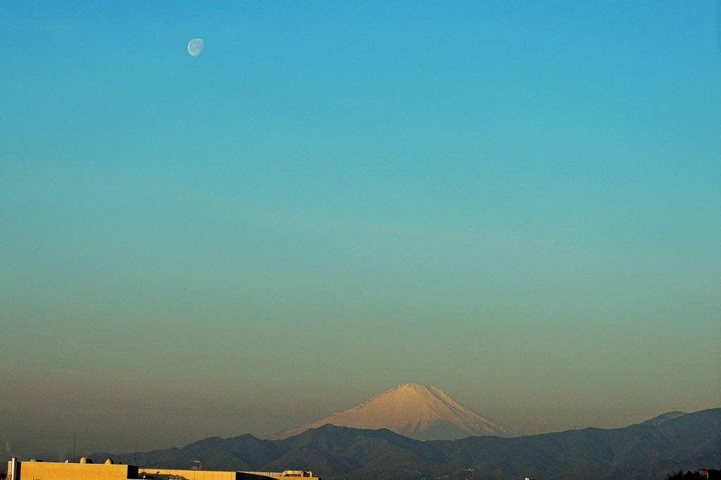 今日はこれ一枚だけ/今日のMF/今朝の月と富士のコラボ_b0024798_17145644.jpg