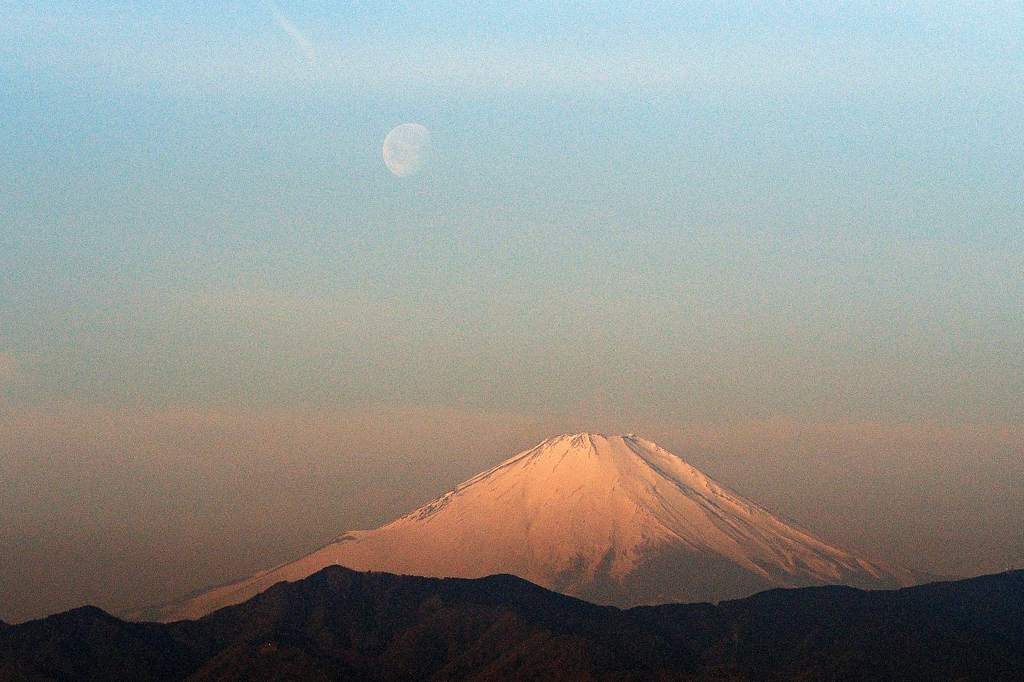 今日はこれ一枚だけ/今日のMF/今朝の月と富士のコラボ_b0024798_17151114.jpg