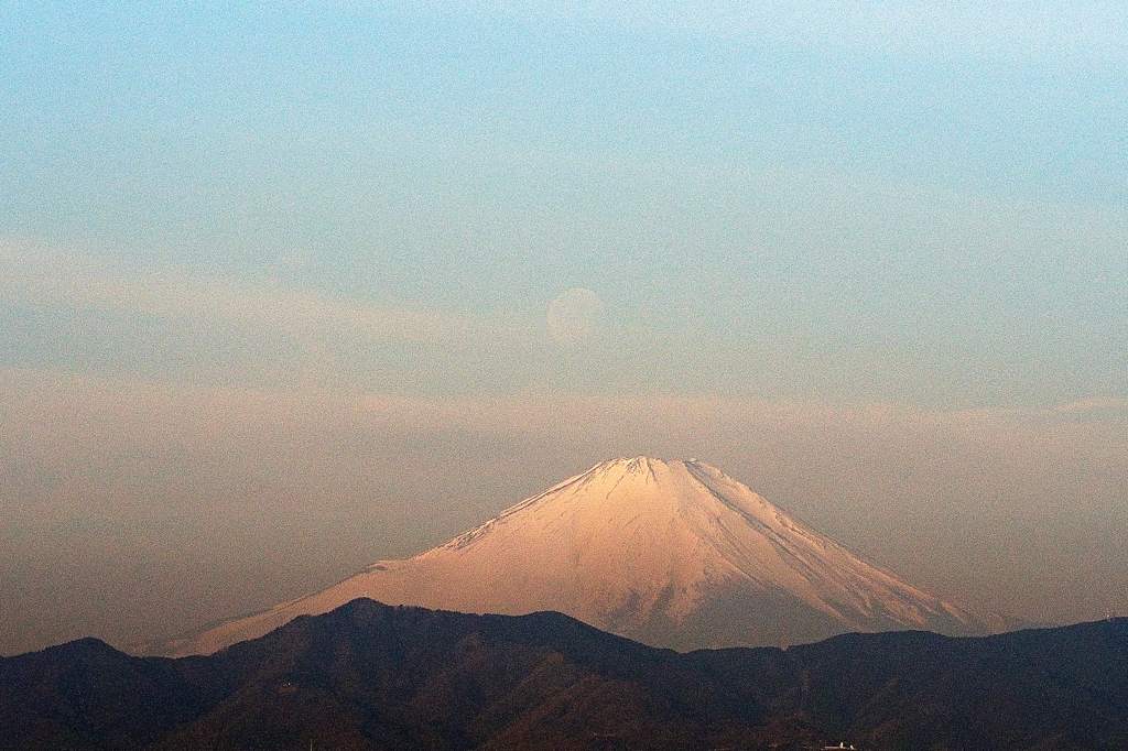 今日はこれ一枚だけ/今日のMF/今朝の月と富士のコラボ_b0024798_1715233.jpg