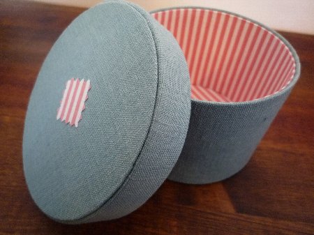 カルトナージュ~リネンの丸箱~レッスン_f0224568_1830956.jpg