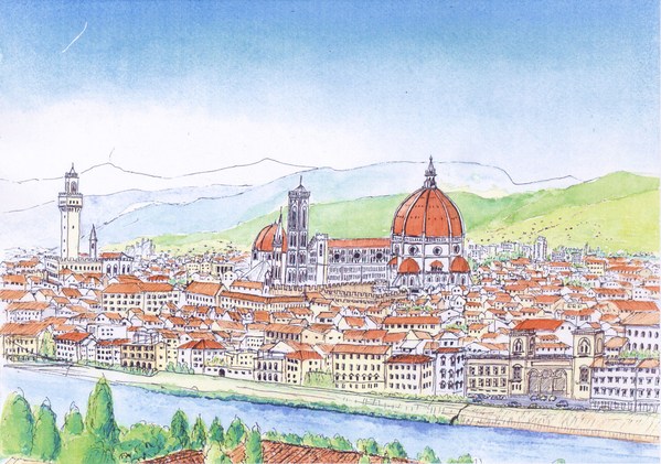 イタリアスケッチ旅（第三回） : 水彩画