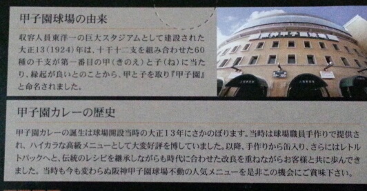 甲子園球場特製 甲子園カレー_b0042308_13233846.jpg
