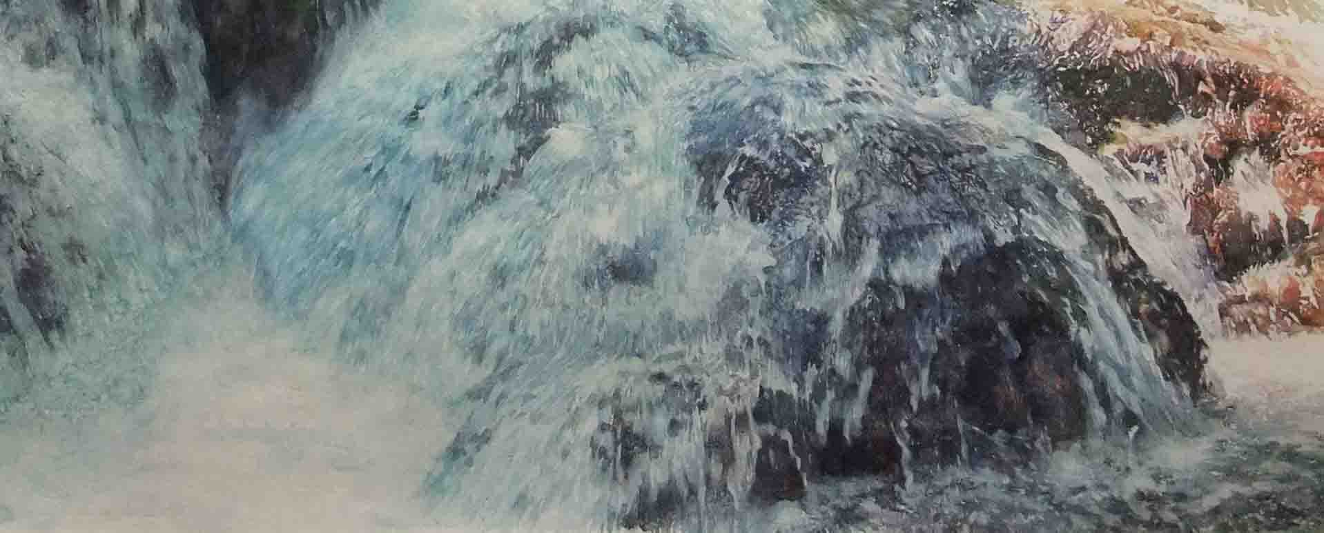 油彩絵 題名「七つ滝」 木ノ葉画廊の作家紹介、展覧会情報