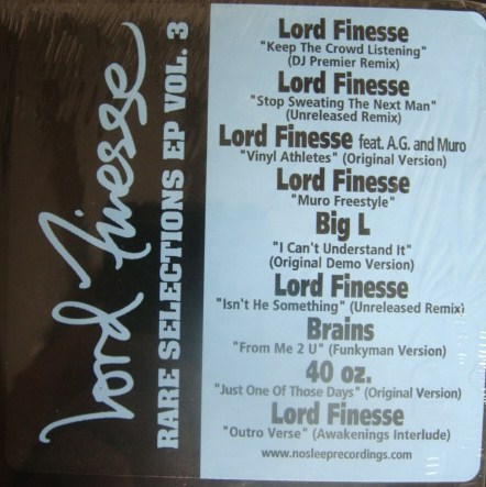 Lord Finesse – Rare Selections EP Vol. 3 Lord Finesse – Rare Selections EP Vol. 3 – Vinyl (12
