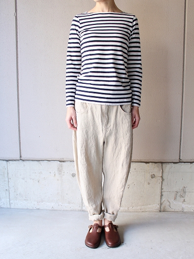 n100 エヌワンハンドレッド　ソフトな質感のボートネックボーダーTシャツ(L/S)_b0139281_18135599.jpg