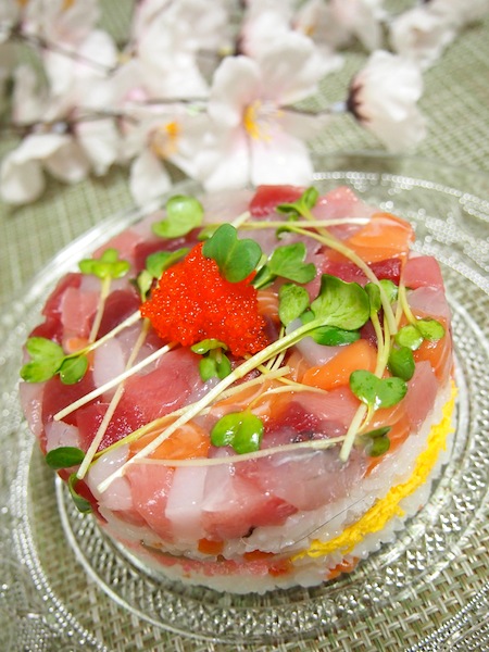 ひな祭り お寿司ケーキ ゆずﾏﾏの料理手帳