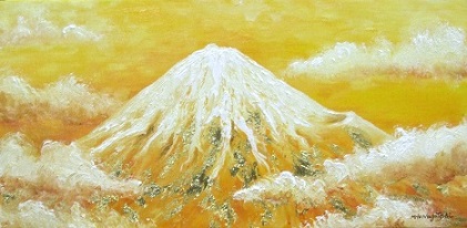 富士山の油絵　金箔を使って。_b0089338_0292278.jpg