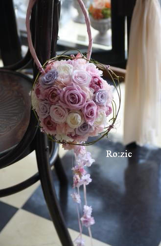 2013.3.11 ボールブーケにリボンとお花のガーランドを/ピンク 