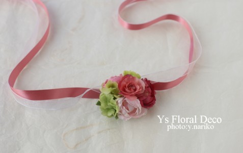 プルメリアをいれたピンクの花冠とリストレット ハワイのおふたりに_b0113510_17165235.jpg