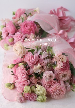 淡いピンクの花束 ご両親様贈呈用_b0113510_20383450.jpg