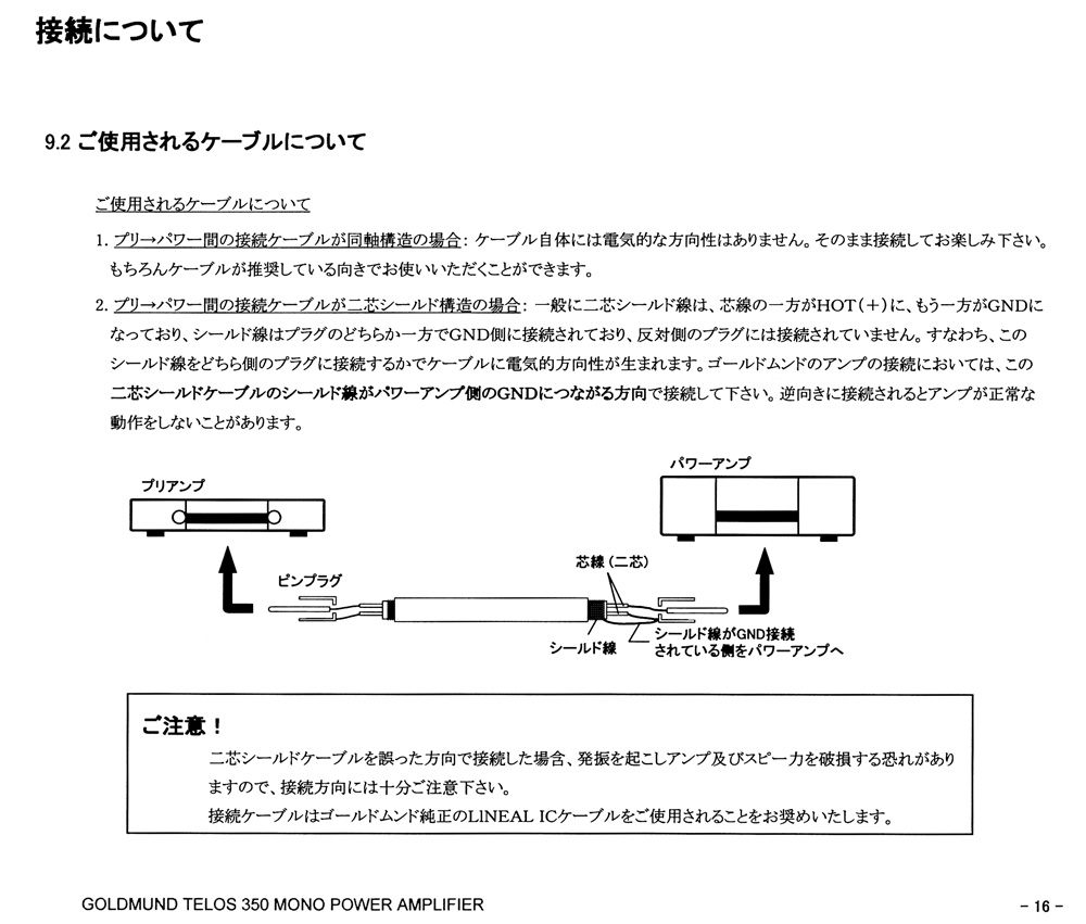 ゴールドムンド推奨 ラインケーブル シールド片側落とし スローなデジタルライフ 2