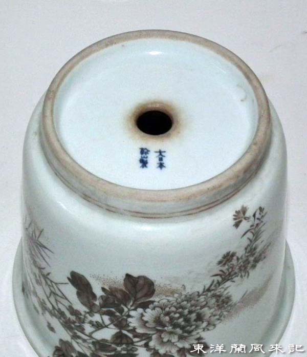 京焼「大日本幹山鉢」 No．471 : 風来記 東洋蘭風来記 春蘭