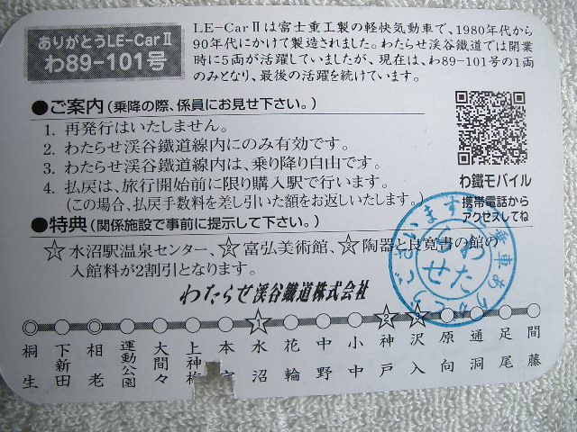 わたらせ渓谷鐵道一日フリーきっぷ りょうもう号特急券 Joh3の気まぐれ鉄道日記