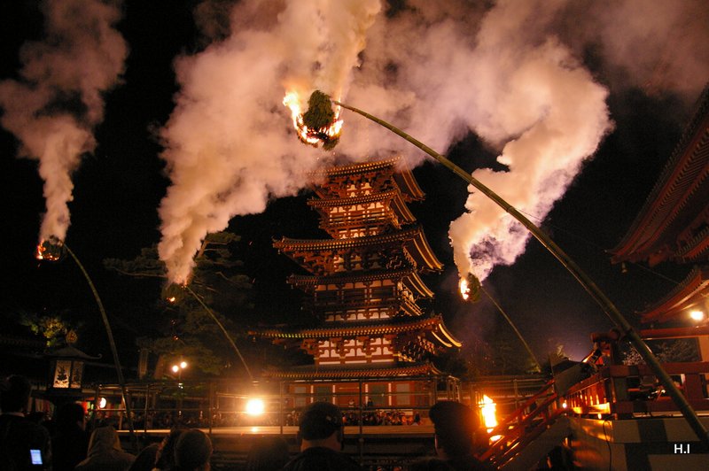 奈良 薬師寺 修二会 花会式 結願 鬼追い 05年４月５日 鷹狩山の会 箕面山 ロマンチック街道支部