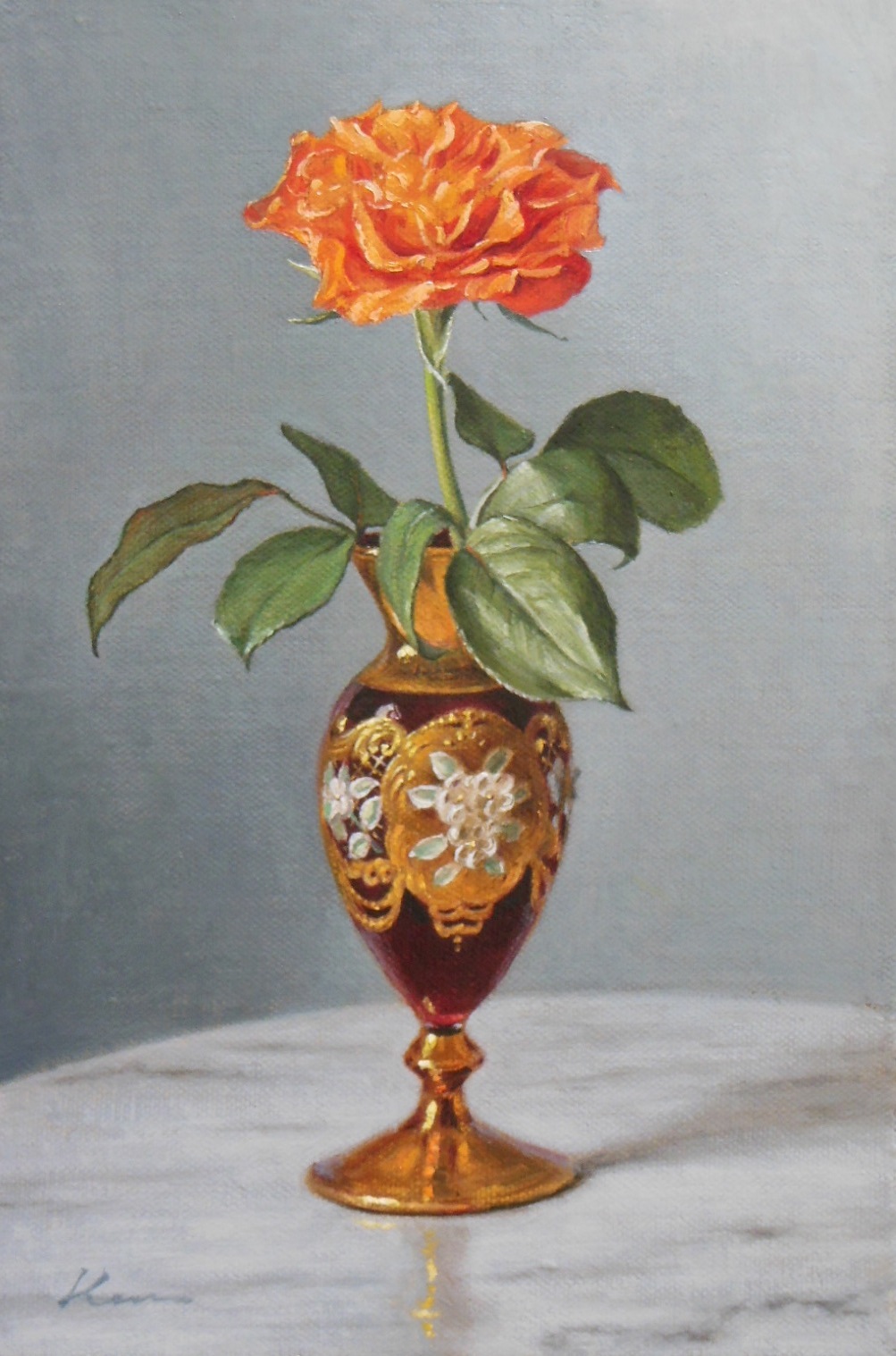 最近作のご紹介 薔薇一輪 A Stillife Painter In Vienna ウィーンの静物画家