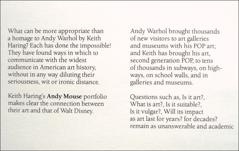 キース・へリングのポスター「Keith and Andy and Andy Mouse」（1986