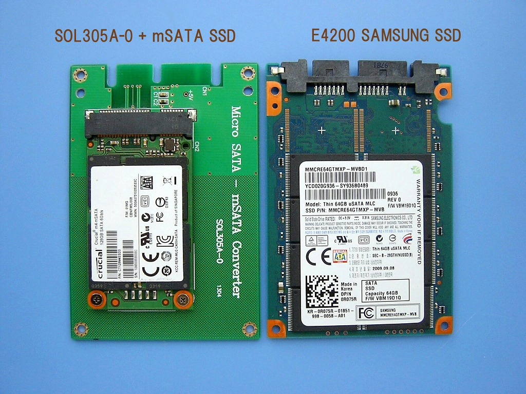 Droop Skalk witch Dell Latitude E4200に SOL305A-0を使用し mSATA SSDを組込む : soltec 工房