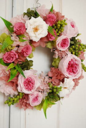 春色ピンク系リース_a0136507_17315477.jpg