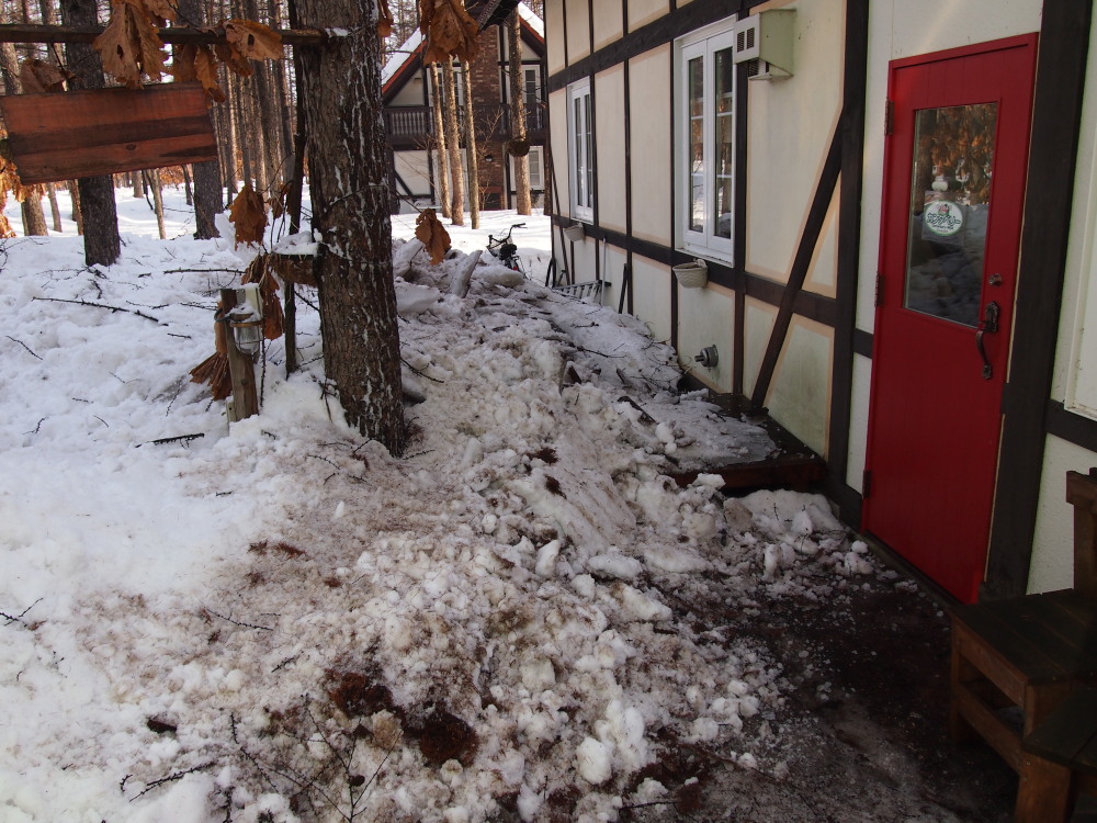 今日の春を思わせる陽気で‥やっと落ちた屋根の雪!_f0276498_20275266.jpg