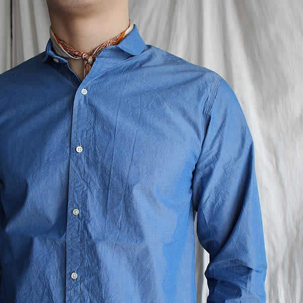 Honor gathering　『high count indigo cotton type writer classic round collar shirt』_c0181543_2353733.jpg