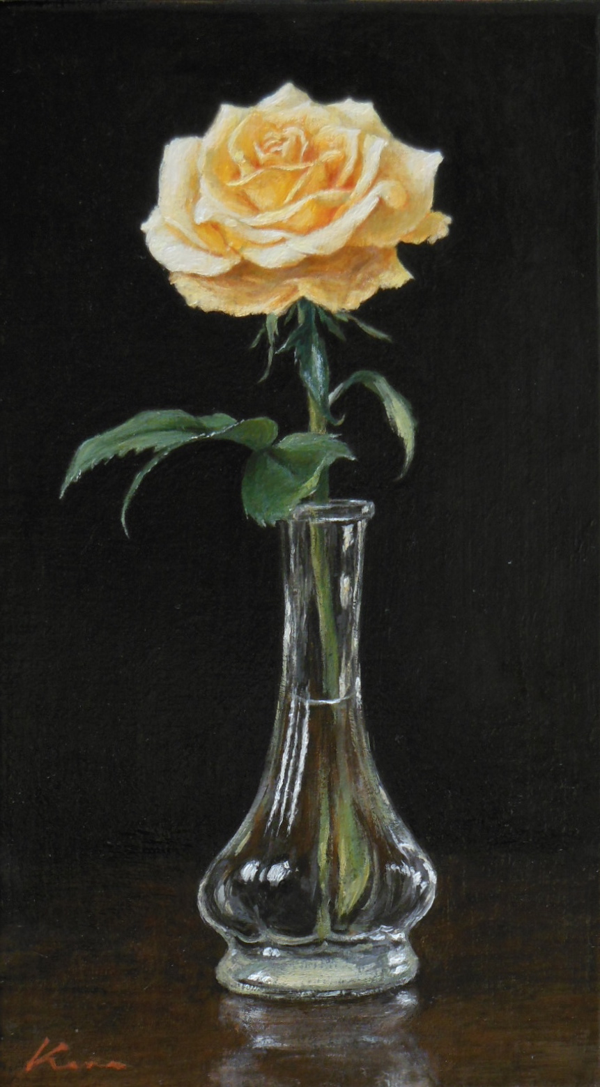 最近作のご紹介 薔薇一輪２ A Stillife Painter In Vienna ウィーンの静物画家