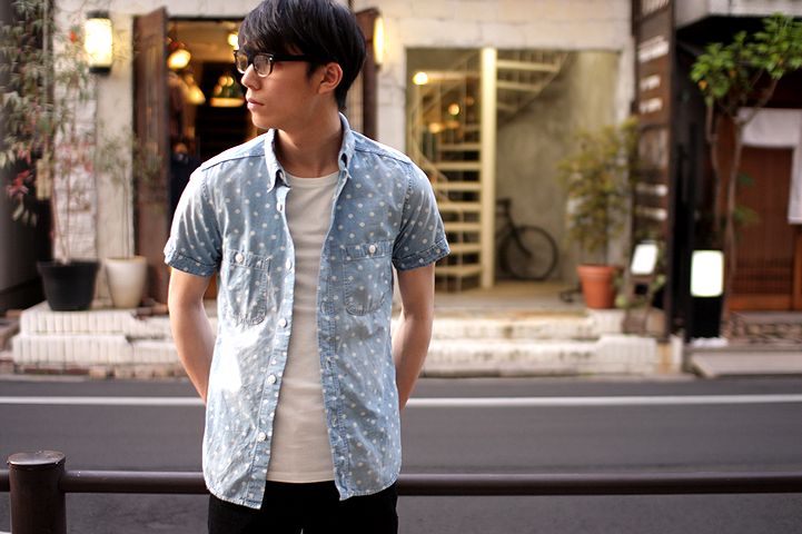 MARKAWARE　SELVEDGE SMILY POLKA DOT SHIRTS S/S_f0165518_20101561.jpg