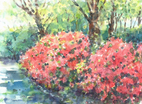 朱色のサツキ : 水々彩々、流れのままに。