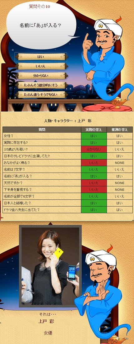 アキネーター アリスカフェへようこそ