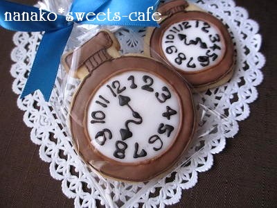 アリスファンタジー 時計のアイシングクッキー Nanako Sweets Cafe