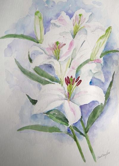 ユリ 水彩画misako花のパレット ユリ 水彩画misako花のパレット