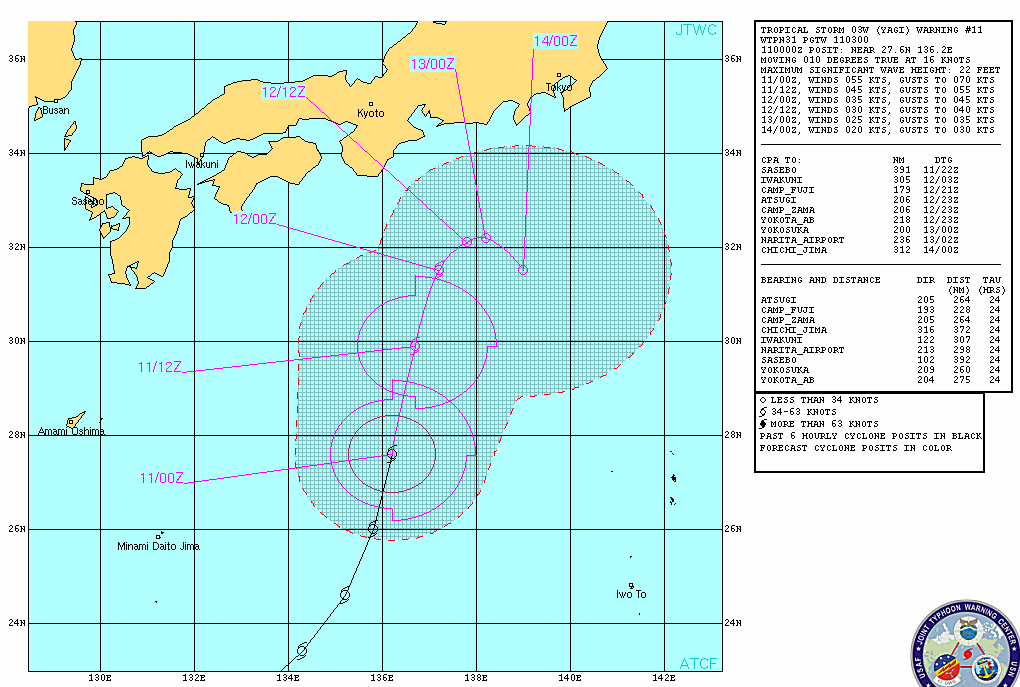 【つぶやき並】　Yahoo! 天気・災害とＪＴＷＣの台風３号情報_d0204668_1216622.png