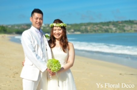 緑色の花冠&ブートニア バリ島挙式のおふたりへ_b0113510_1715089.jpg