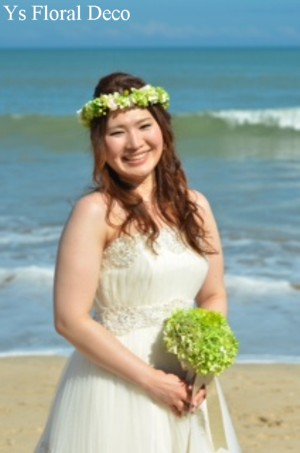緑色の花冠&ブートニア バリ島挙式のおふたりへ_b0113510_17151553.jpg