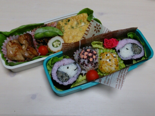 スヌーピー 飾り巻き寿司 弁当_c0301085_8123641.jpg