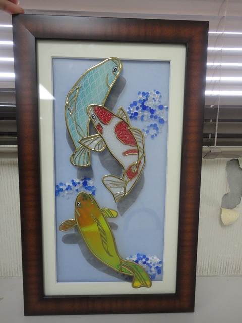 グラスアートで、鯉の滝のぼりとシクラメン : 徳ちゃん便り